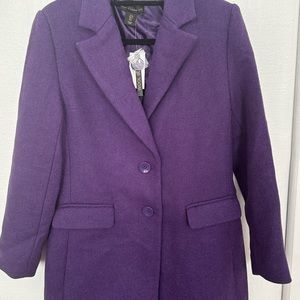 NWT. HOUSE OF HARLOW 1960 Fuchsia Double Breasted Wool Blend Coat.